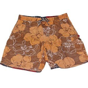 Vintage Tommy Hilfiger XL Hawaiian Floral Pattern 90s  Surfer Beach Swim Shorts